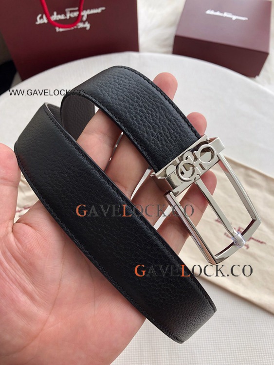 New AAA Replica Ferragamo Brown Black reversible Belt 34mm